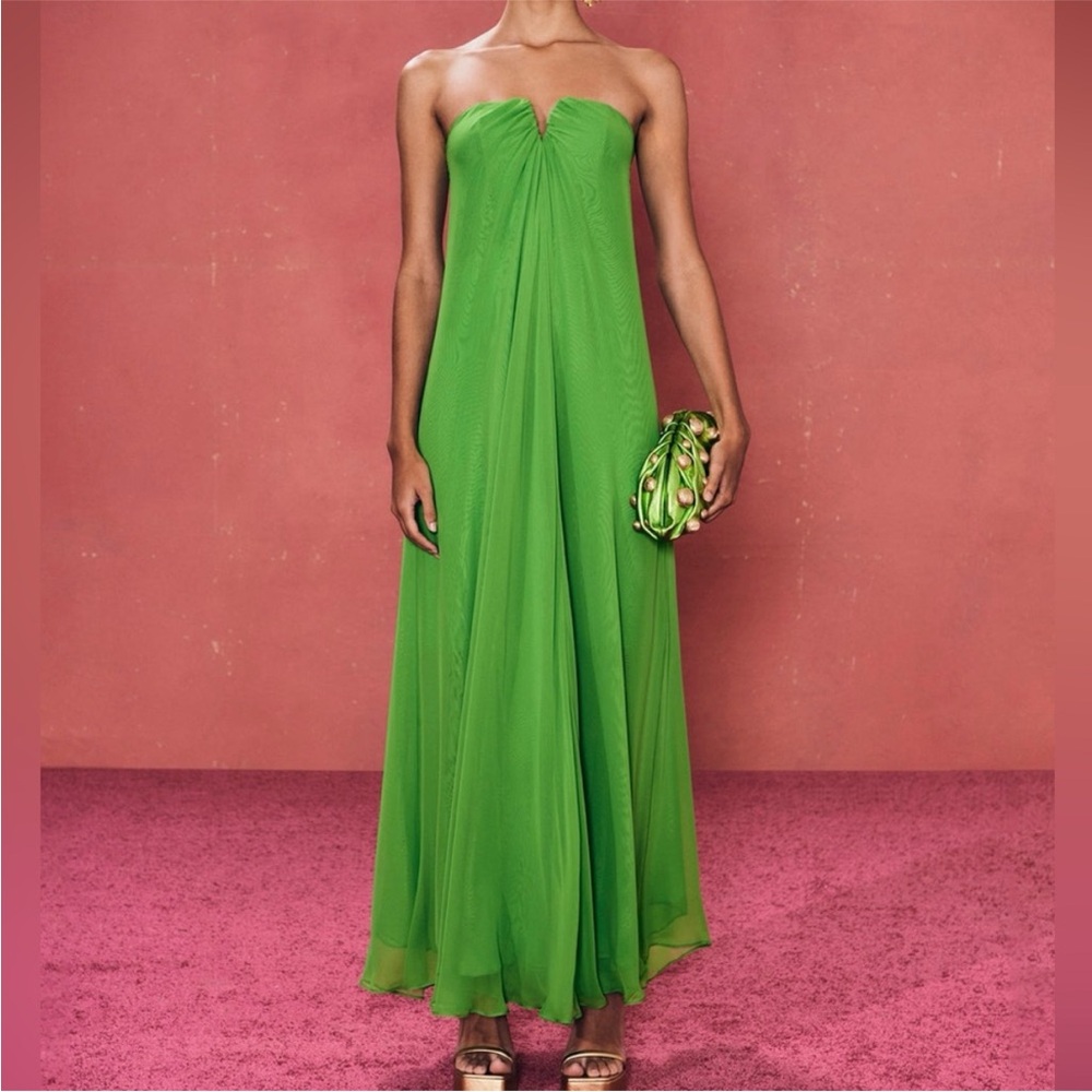 Cult Gaia Green Strapless Gown for Weddings